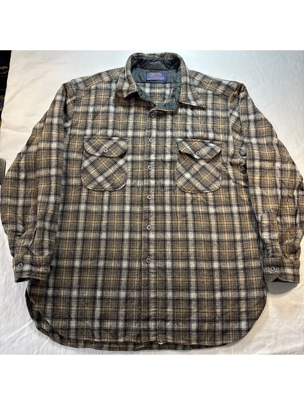 Vintage 1970’s Pendleton Wool Plaid Shirt Men’s XL Made In USA
